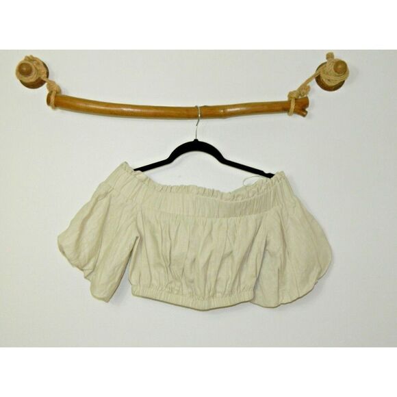 The Fifth Label Blouse Off Shoulder Cropped Beige Theo Wheat Top Size Small/4 - Picture 5 of 10